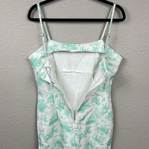 New Avec Les Filles Just Sea Denim Mini Dress in Seafoam Mermaid Toile Sz 10 - Picture 4 of 11